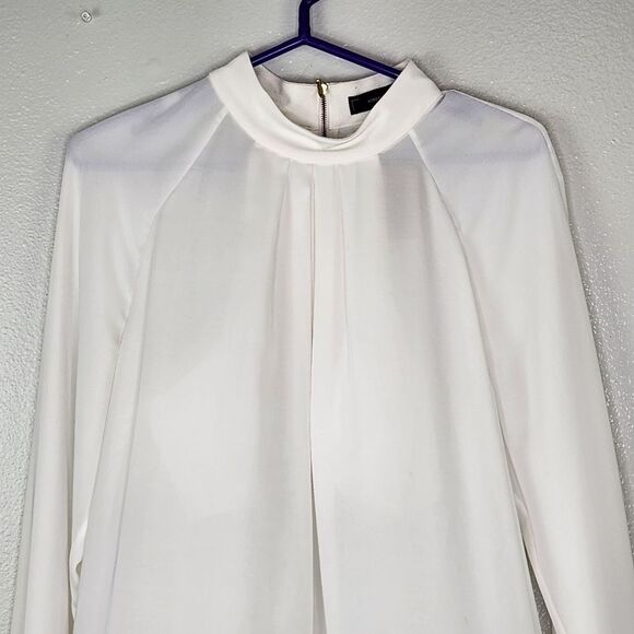 Robert Rodriguez White High Neck Chiffon Blouse with Built-in Halter Bra MED - Picture 2 of 12